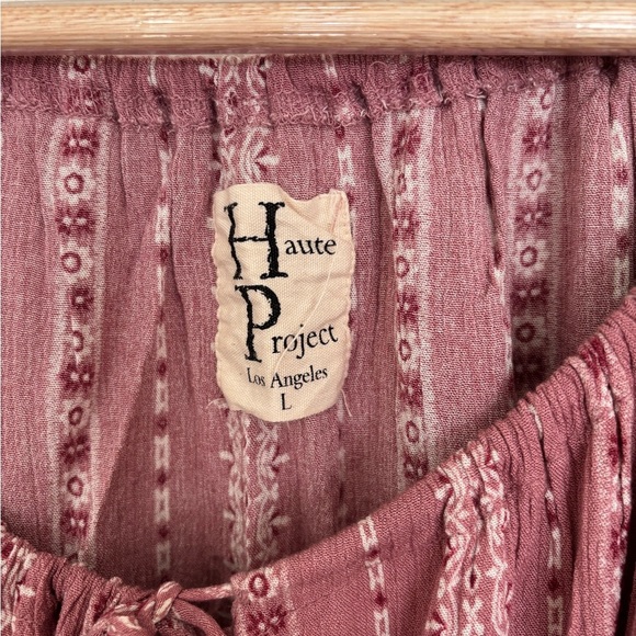 Pink Ruffled Bell Sleeve Tie Button Front Crop Flowy Boho Blouse - Picture 5 of 6